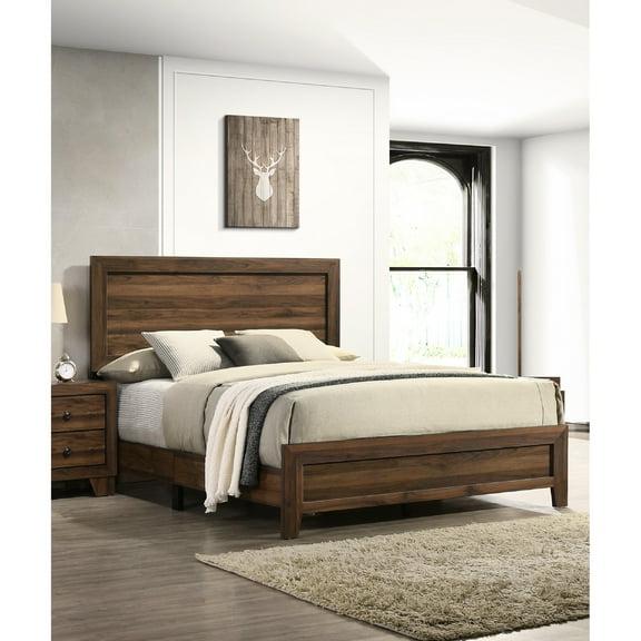 King Size Panel Bed With Brown Cherry Flair, Modern Bedroom Furniture Contemporary Treasure: Finish