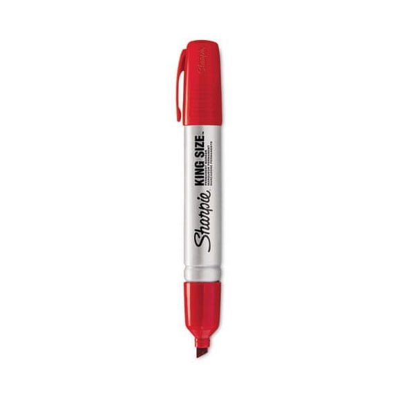 King Size Permanent Marker, Broad Chisel Tip, Red, Dozen | Bundle of 10 Dozen