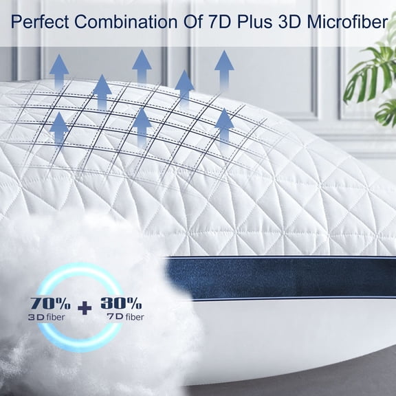 King Size Pillows Set of 2 - Cooling Hotel Luxury Bed Pillows for Sleeping 2 Pack, Supportive Breathable Down Alternative Gusseted Pillow for Side Stomach or Back Sleepers