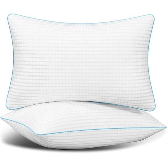 King Size Pillows Set of 2, Soft Fluffy and Supportive Hotel Collection Pillows 2 Pack for Side and Back Sleeper, Filled with Down Alternative Microfiber