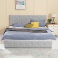 thumbnail image 1 of King Size Platform Bed Frame with Lift Up Hydraulic Large Storage, Upholstered Bed Frame with Tufted Button Headboard& Storage for Bedroom, Easy Assembly, Light Gray, 1 of 8