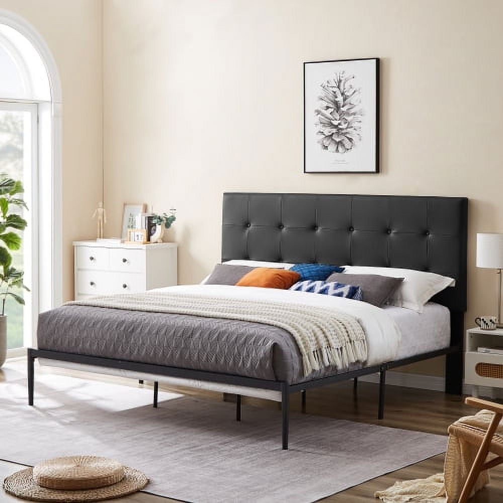 King Size Platform Bed Frame with Luxury Headboard Upholstered