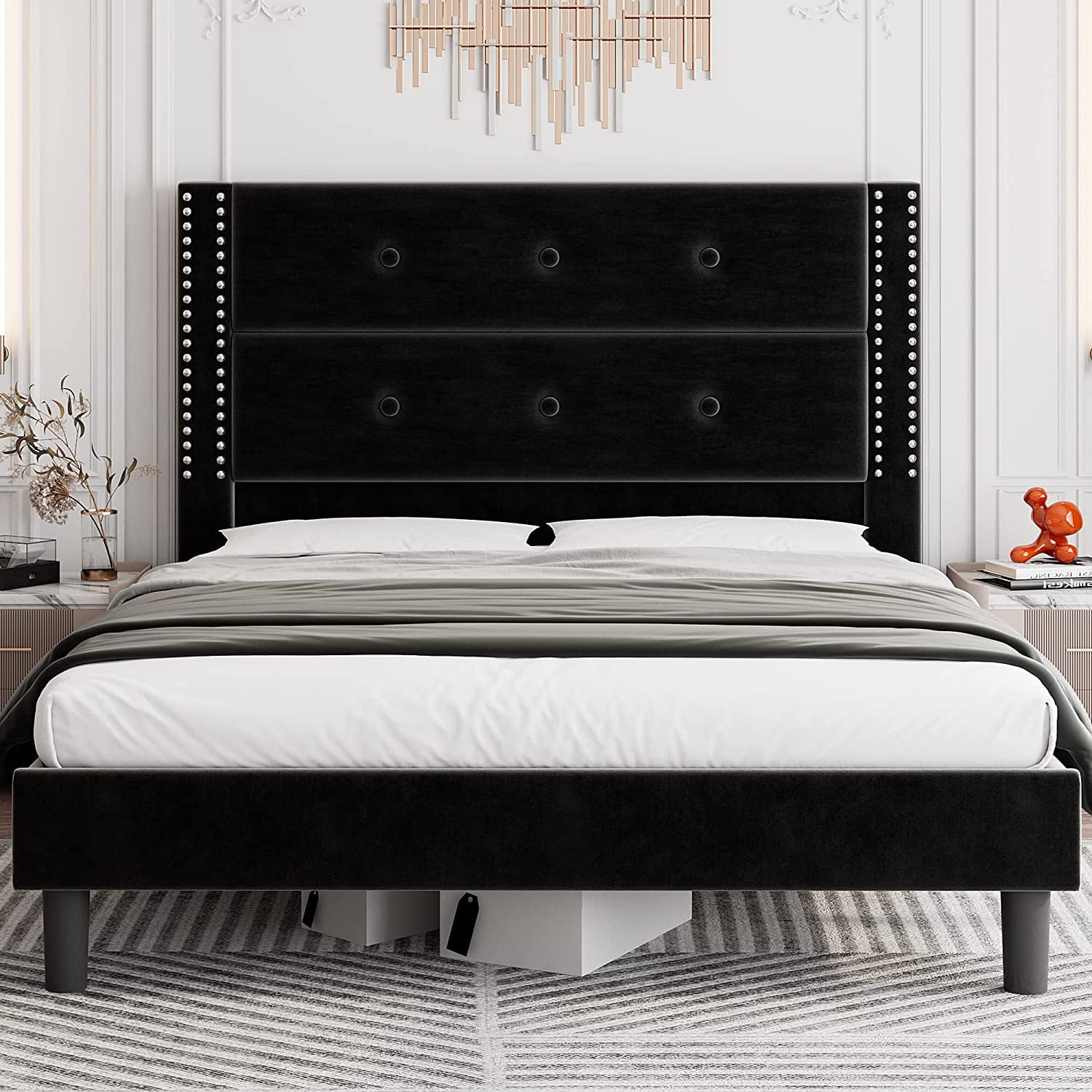 Aidan Mid Century Modern Tufted Fabric Sofa Blue