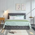 thumbnail image 1 of King Size Platform Bed Frame, SEGMART Upholstered Platform Bed Frame with Headboard, Metal Bed Frame with Slat Support,No Box Spring Needed, Gray, 1 of 7