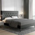 thumbnail image 1 of King Size Platform Bed Frame W/ Button Tufted Headboard, Dark Grey, 1 of 3