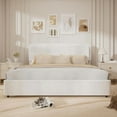 thumbnail image 1 of King Size Platform Bed Frame with 2 Storage Drawers, Boucle Upholstered Bed Frame with Wooden Slats Support, No Box Spring Needed, Beige, 1 of 4