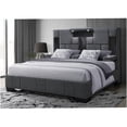 thumbnail image 1 of King Size Platform Bed with Wireless Charging, LED Lights & Bluetooth Speakers, Dark Gray Upholstered Bed Frame with Storage, 1 of 5