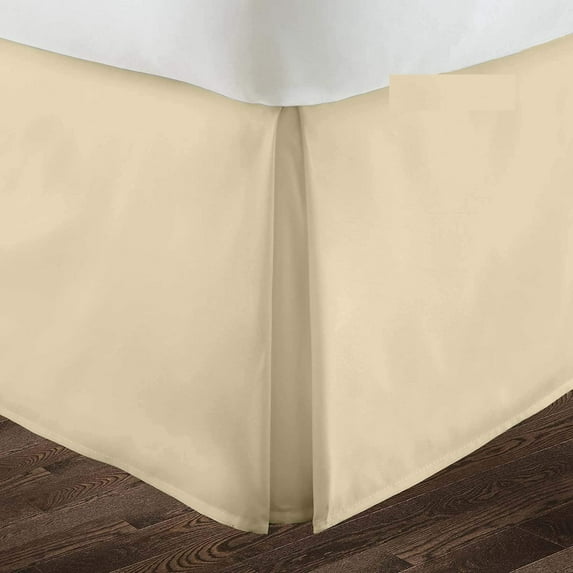 King Size Pleated Bed Skirt (78" x 80") with 18" Ideal Drop, Wrinkle Free & Soft 100% Microfiber Polyester, Stylish Pleated Bed Valances - Ivory Solid.