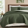 thumbnail image 1 of King Size Quilt-3 Pieces Lightweight Bedspreads Olive Green King Quilt Bedding Set for All Seasons,Soft Coverlet with 2 Pillow Shams Suitable for Bed, Couch, Quilt Blanket, 1 of 16