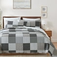 thumbnail image 1 of King Size Quilt Set, Greagle 3-Piece Soft Warm Lightweight Bedspread Machine Washable Summer Quilt Bedding Set with 2-Piece Pillow Shams, Plaid Patchwork Print Quilt Set, 104"x90", 1 of 7