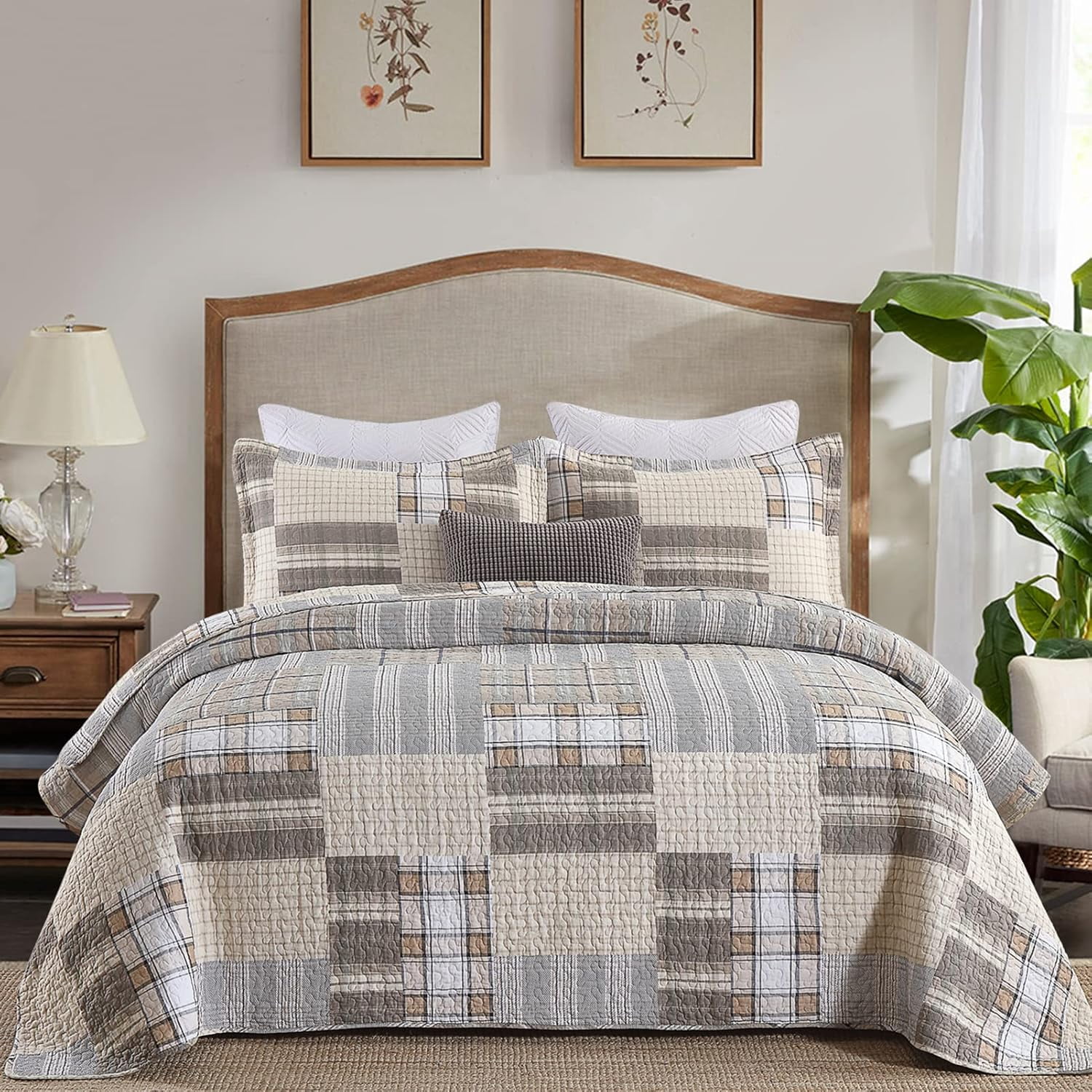 King Size Quilts Sets, 100% Cotton King Quilt Bedspreads Bedding Set ...