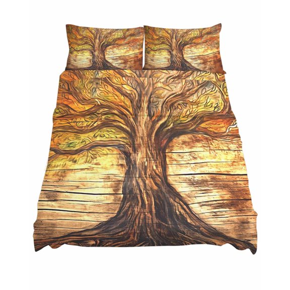 King Size Retro Sheet Sets Tree Planks Branches Wood Grain Soft Breathable Microfiber Bed Sheets Deep Pockets 4 Piece Bed Sheets Set, 1 Fitted Sheet, 1 Flat Sheet & 2 Pillowcases
