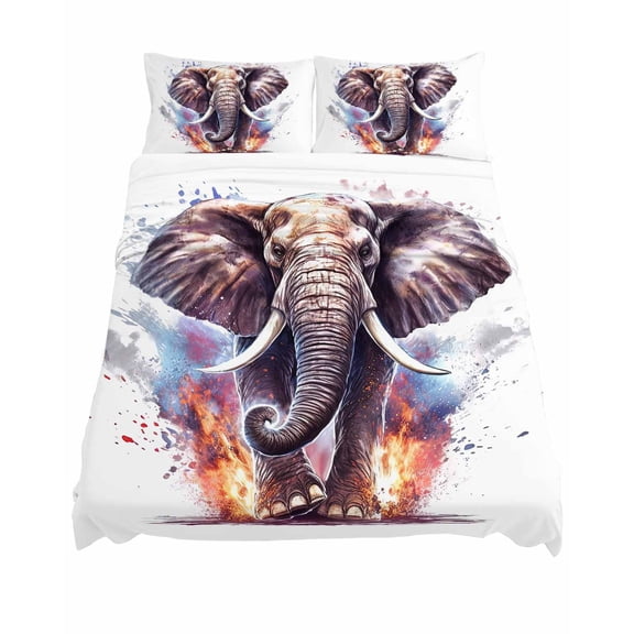 King Size Running Elephant Sheet Sets Soft Breathable Microfiber Bed Sheets Deep Pockets 4 Piece Bed Sheets Set, 1 Fitted Sheet, 1 Flat Sheet & 2 Pillowcases