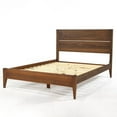thumbnail image 1 of King Size Rustic Walnut Mid Century Slatted Platform Bed, 1 of 5