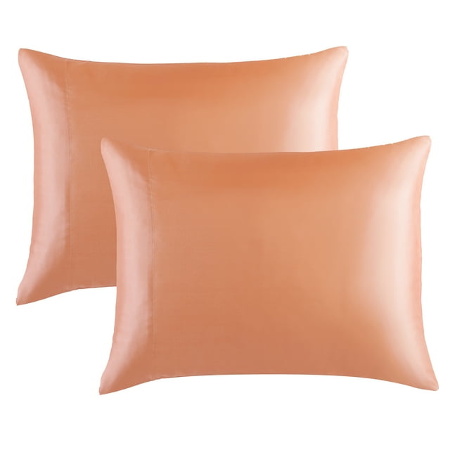 King Size Satin Pillowcase Set of 2 Coral Silk Pillow Cases for Hair