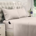 thumbnail image 1 of King Size 4 Piece Microfiber Sheet Set with Deep Pocket Fitted Sheet, Soft Hotel Style Bedding, Embroidered Pillowcases and Convenient Side Storage Pocket, 1 of 8