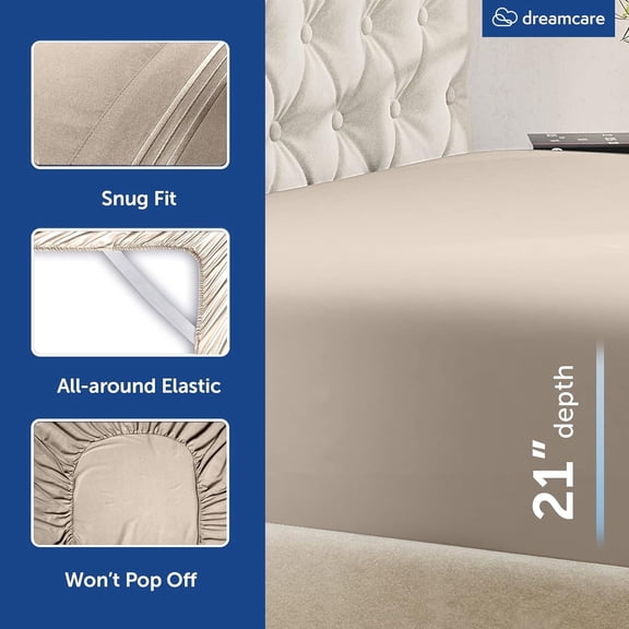 King Size Sheets Set - 6 pcs Breathable Cooling Bed Sheets with Side Pockets