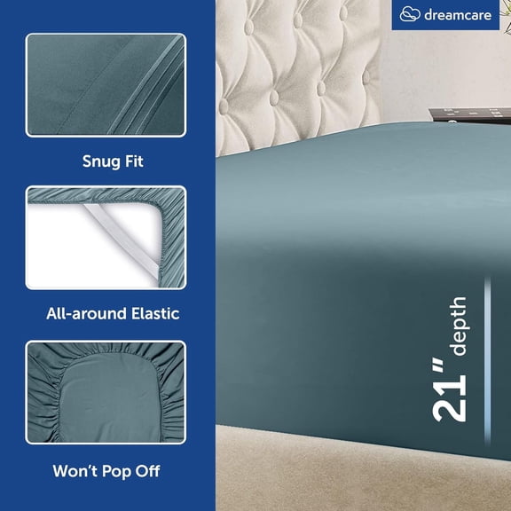 King Size Sheets Set – 6 pcs Cooling Bed Sheets – up to 21” Deep Pocket King Sheet Set – 2500 Supreme Collection – Extra Soft  Brushed Microfiber Hotel Luxury with Side Pocket – M Blue