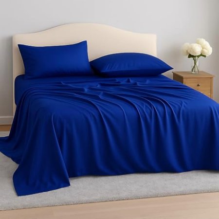King Size Sheets Set-Cooling & Silky Soft Bed Sheets Made from 100% Bamboo Viscose, Includes Pillowcases, Flat Sheet & Deep Pocket Fitted Sheet, Luxury Bedding for Hot Sleepers, Wrinkle-Free
