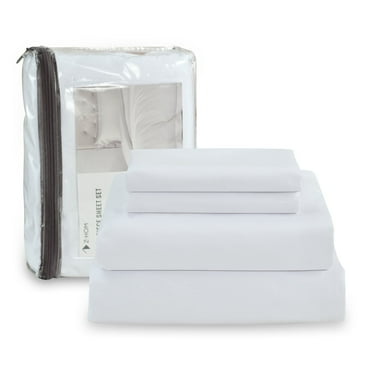 King Size Sheets Set,Z-hom 4 Piece Cooling Sheets 14” Deep Pocket & Pillowcase Sets Soft Microfiber Luxury Bedding Fitted Water Washed,White