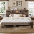 thumbnail image 1 of King-Size Solid Wood Bed, Double-Layer Headboard with Storage, LED Lighting, Built-in Charging Station, Under-Bed Storage, Silent Operation, No Box Spring Required ,Gray, 1 of 10