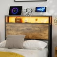 King Size Storage Headboard with LED Lights & Charging Station