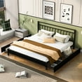 thumbnail image 1 of King Size Storage Platform Bed with Headboard, Metal Bed Frame with 4 Drawers, Heavy Duty Mattress Foundation with Metal Slats, 82.5''L x 78.4''W x 38''H,Black, 1 of 9
