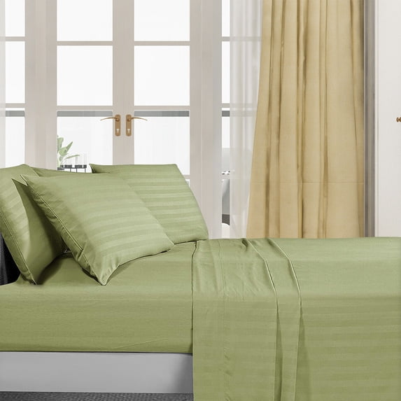 King Size Stripe Sheet Set, 4 Piece Set, Ultra Soft 100% Cotton Sheets, 400 Thread Count, Deep Pocket Bedsheets with 2 Pillowcases