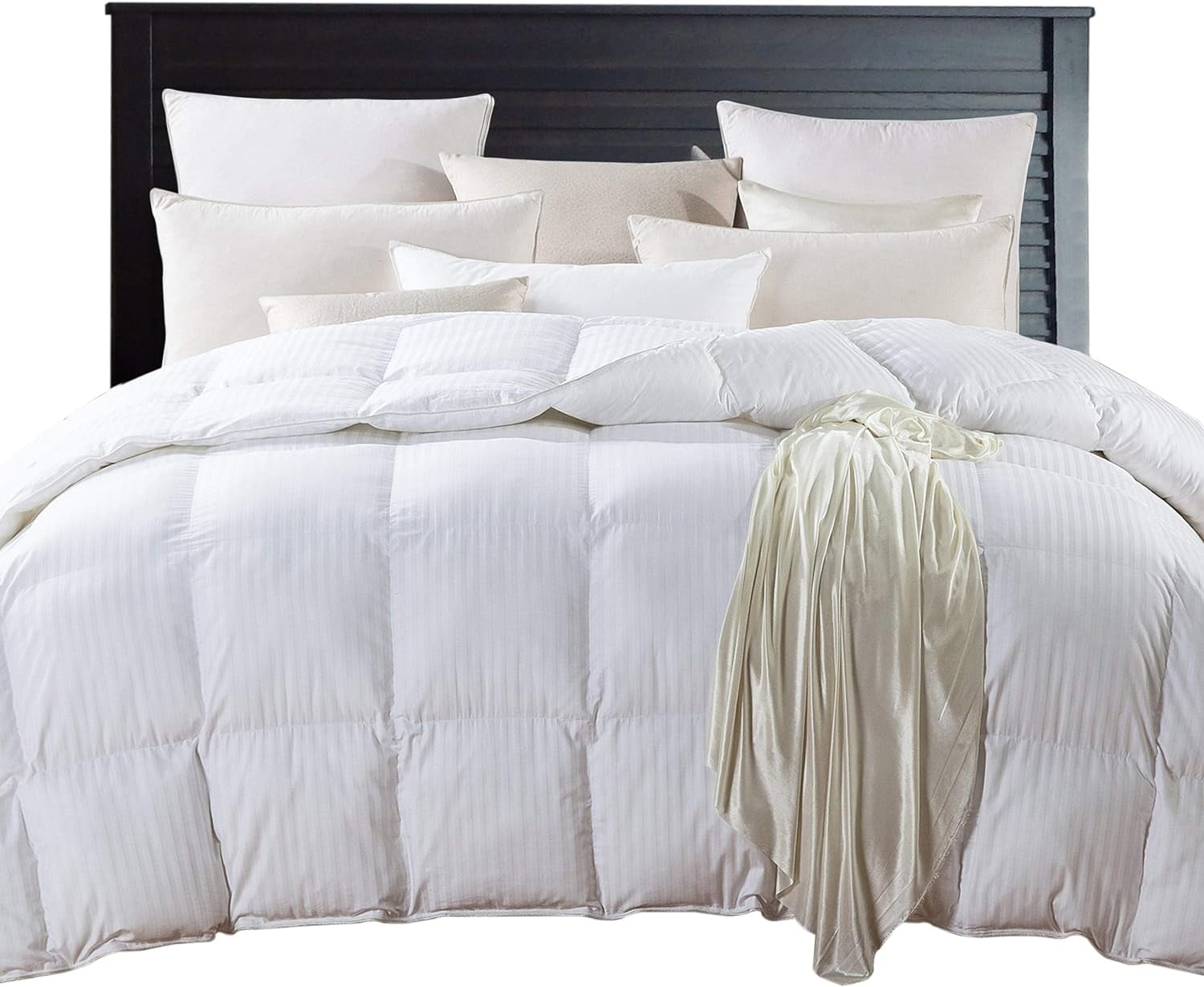 King Size Super Luxurious White Damask Stripe 1200 Thread Count