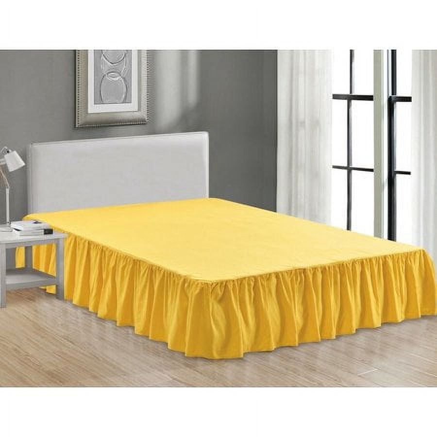 King Size Super Soft Solid Brushed Microfiber 14" Gathered Bed Skirt Yellow Color