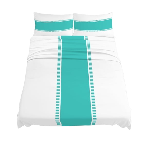 King Size Teal Sheet Sets Stripes Solid Color Soft Breathable Microfiber Bed Sheets Deep Pockets 4 Piece Bed Sheets Set, 1 Fitted Sheet, 1 Flat Sheet & 2 Pillowcases
