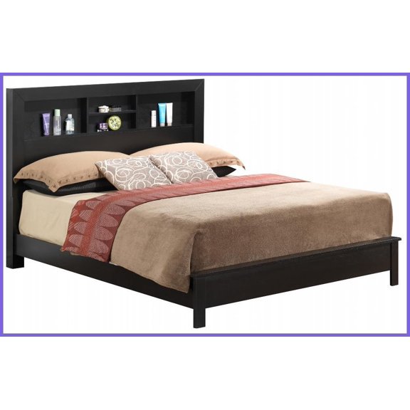 King Size Transitional Bed Frame - Strong Durable Materials, Elegant Black Finish for Master Bedroom Comfort