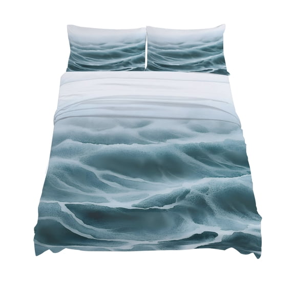 King Size Turquoise Ombre Sheet Sets Modern Abstract Watercolor Art Soft Breathable Microfiber Bed Sheets Deep Pockets 4 Piece Bed Sheets Set, 1 Fitted Sheet, 1 Flat Sheet & 2 Pillowcases