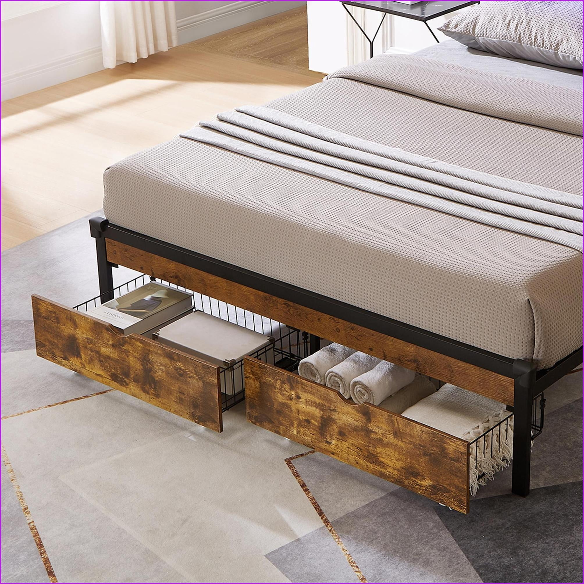 King Size Under Bed Storage Drawers with Rolling Wheels | MDF+Metal ...