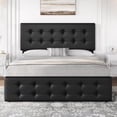 thumbnail image 1 of King Size Upholstered Bed Frame with Adjustable Headboard and 4 Storage Drawers, Velvet Platform Bedframe, Strong Wood Slat Support, No Noise, No Box Spring Needed, 1 of 7