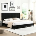 thumbnail image 1 of King Size Upholstered Bed Frame With Linen Headboard, No Box Spring, Wood Slat Support, Easy Assembly, Black, 48.31 In Tall Platform To Assemble, 80.83 Wide Sleeping, 1 of 6