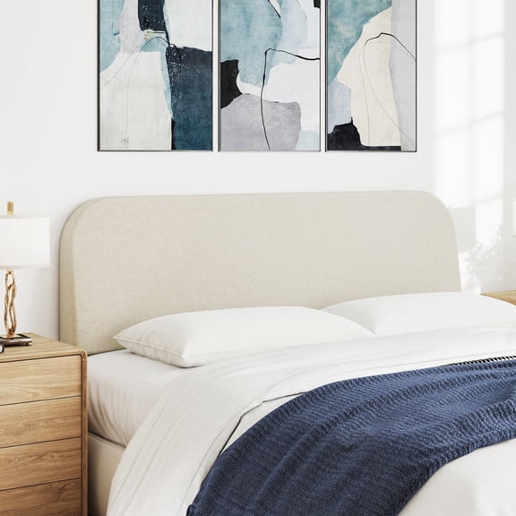King Size Upholstered Headboard, Height Adjustable Bed Backrest with Straps, 76" Modern Chenille Fabric Padded Headboard - Beige