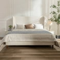 thumbnail image 1 of King Size Upholstered Platform Bed Frame with 54" Tall Wingback Headboard, Chenille Fabric, Strong Wood Slats Support, No Box Spring Needed, 1000LBS Capacity, Easy Assembly, Ivory, 1 of 8