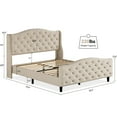 thumbnail image 1 of King Size Velvet Bed Frame with Headboard and Footboard, Tufted Wingback Headboard, Upholstered Platform Bed, Strong Wooden Slats, No Box Spring Needed, Easy Assembly, 1 of 7