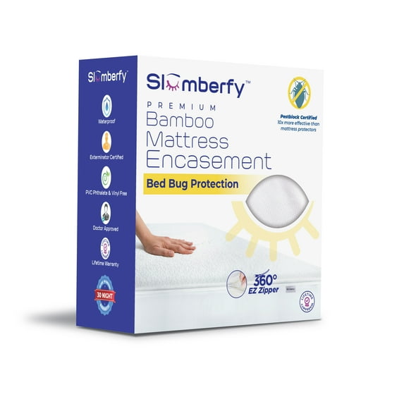 King Size Waterproof Bamboo Mattress Encasement by Slumberfy, Premium Skin-Safe Mattress Protector with 360° EZ Zipper, Lab-Tested Bed Bug Mattress Cover, Zippered Mattress Encasement – 76x80 in.