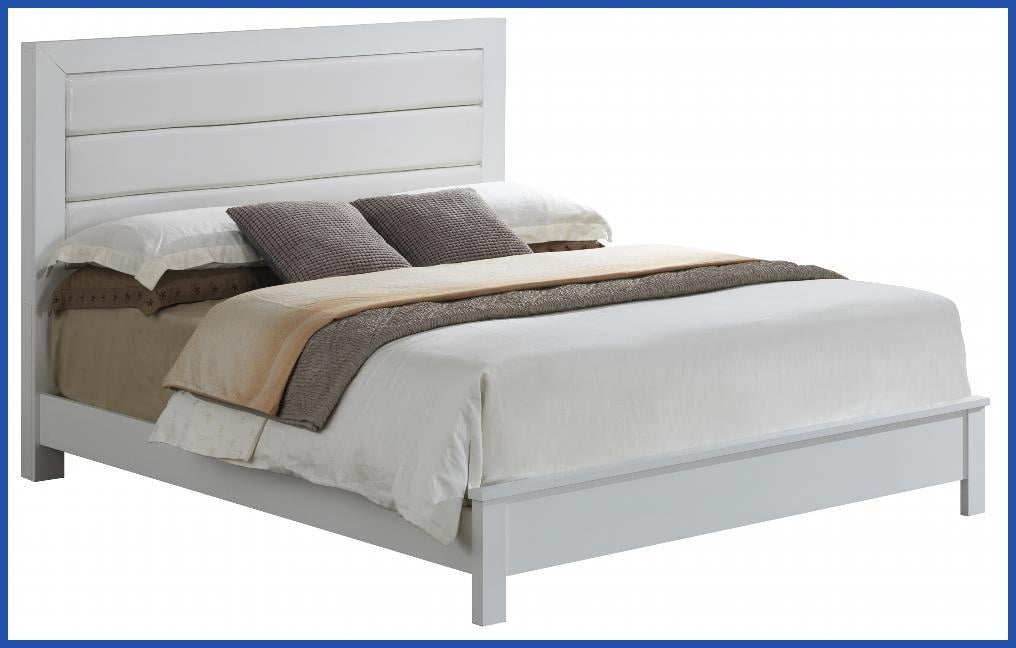 King Size White Transitional Bed Frame – Sturdy Build for Master Bedroom Airy Atmosphere