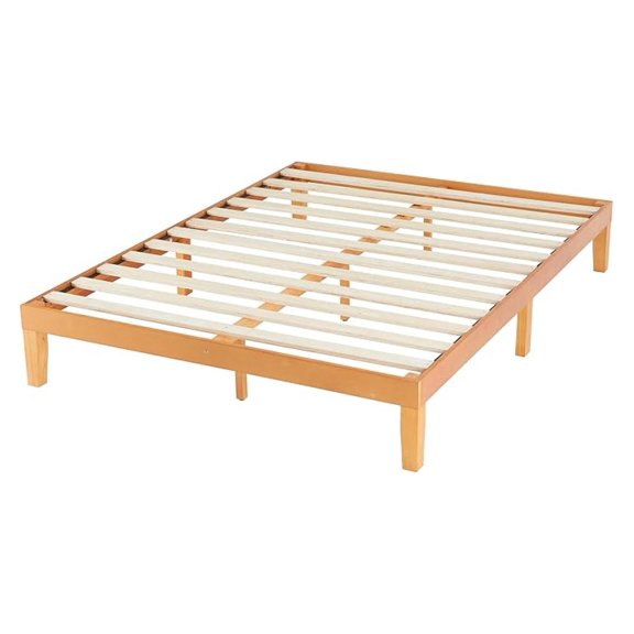 King Size Wood Bed Frame, 12 Inch Wooden Platform Bed with Support Slats, No Required, Storage Space Under The Durable Bed Frame, Natural Pine