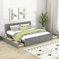King Size Wooden Platform Bed With Four Storage Drawers And Support