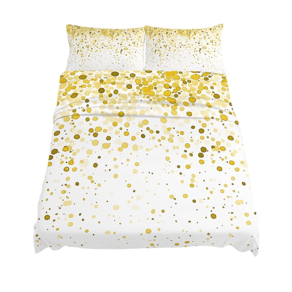 King Size Yellow Polka Dot Sheet Sets Watercolor Yellow Gradient Abstract Modern Soft Breathable Microfiber Bed Sheets 4 Piece Bed Sheets Set, 1 Fitted Sheet, 1 Flat Sheet & 2 Pillowcases