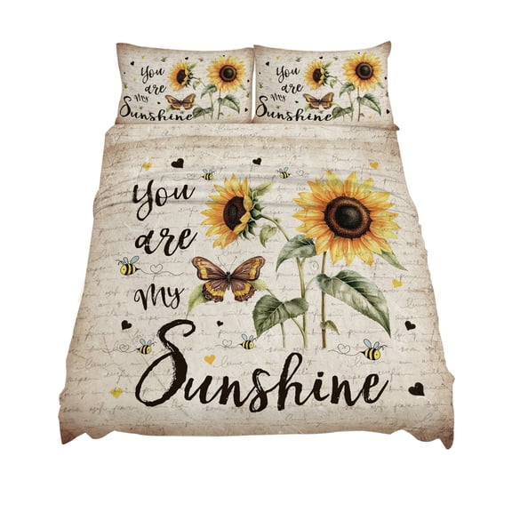 King Size You Are My Sunshine Sheet Sets Sunflowers Flower Bee Farm Soft Breathable Microfiber Bed Sheets Deep Pockets 4 Piece Bed Sheets Set, 1 Fitted Sheet, 1 Flat Sheet & 2 Pillowcases