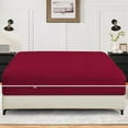 thumbnail image 1 of King Size Zippered Closure Fitted Sheet (76" x 80"), 1-Piece Bottom Sheet, 100% Microfiber, Fits Up to 15" Deep Mattress, Color Burgundy Solid, 1 of 6