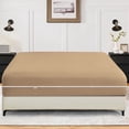 thumbnail image 1 of King Size Zippered Closure Fitted Sheet (76" x 80"), 1-Piece Bottom Sheet, 100% Microfiber, Fits Up to 15" Deep Mattress, Color Taupe Solid, 1 of 6