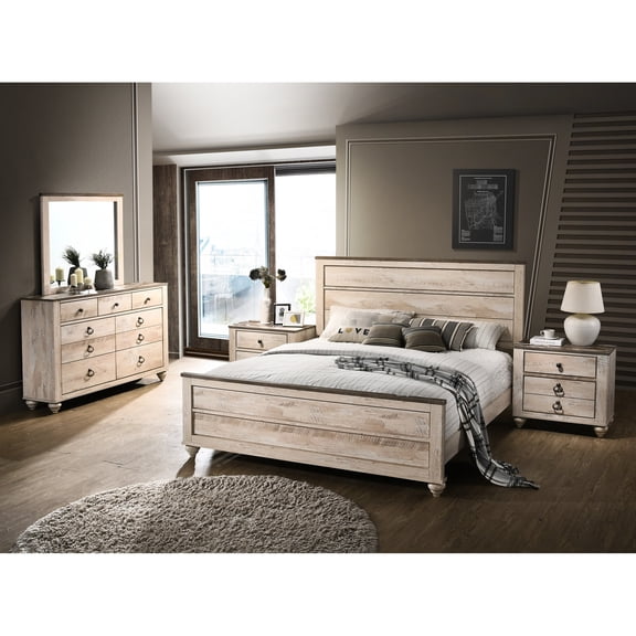 King-Sized Bedroom Furniture | Offers Spacious Drawers | White-Wash Finished Wood | Solves Bedroom Clutter