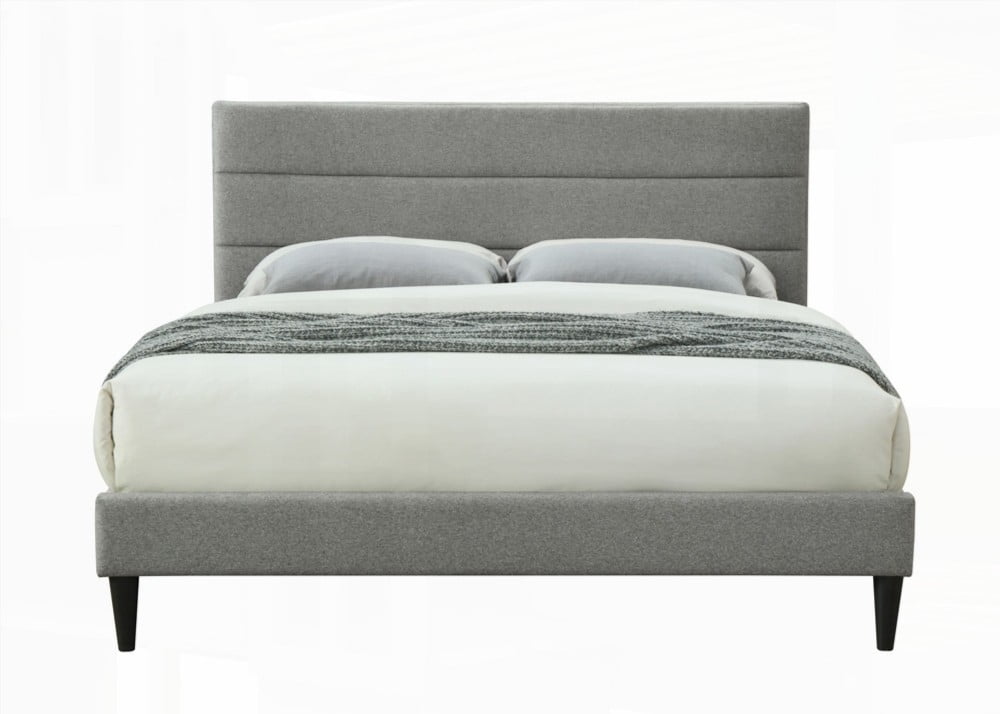 King Size Metal Platform Bed Frame with USB Charging, Gray for Master Bedroom