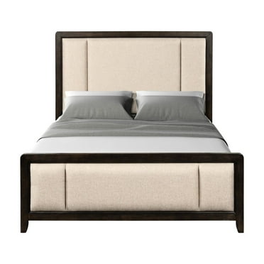 King Sized Upholstered Headboard & In Antique Brown - Rosy Beige Solid Wood + For Bed Tenacious